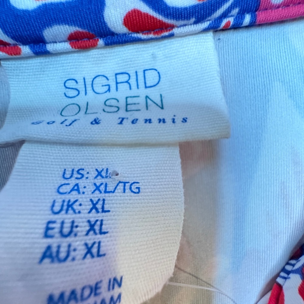 Sigrid Olsen Golf & Tennis Floral Full Zip Jacket Blue Pink XL UPF 50 NWT - Picture 3 of 9